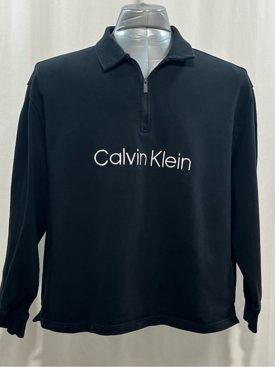 Calvin Klein Other - Men’s Calvin Klein large relax fit Black Pullover Half-Zip with White Logo 1497